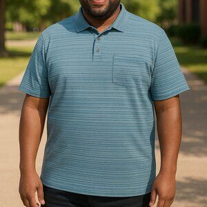 Arrow Blue‎ Striped Polo Casual Golf Top size L